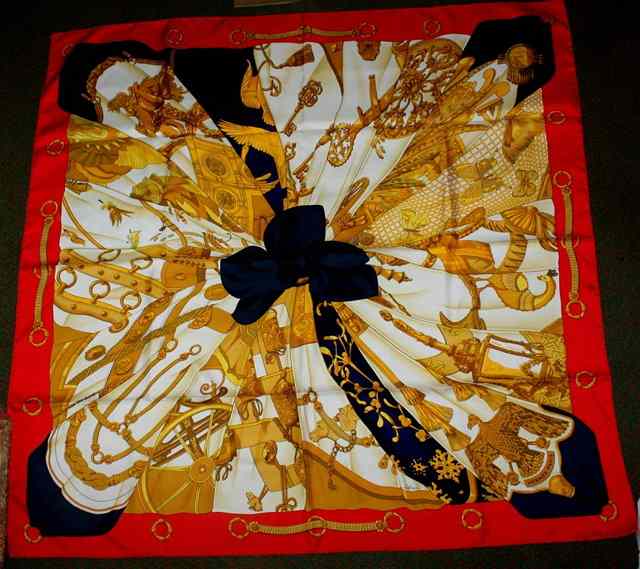 Appraisal: A HERM S 'SOLEIL DE SOIE' SILK SCARF designed by