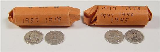 Appraisal: Two Rolls of Silver Washington Quarters Most dates - in