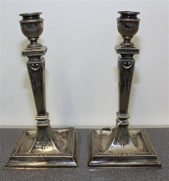 Appraisal: Sale Lot A Pair of Silver-Plate Candlesticks each with an