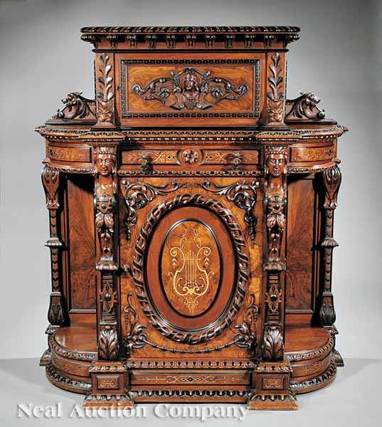 Appraisal: A Fine and Rare American Renaissance Carved Ebonized and Burl