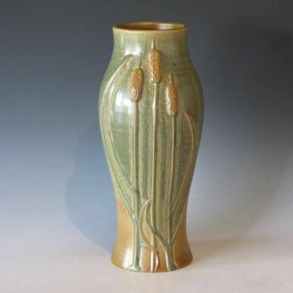 Appraisal: Door Pottery Cattails vase in Sagebrush glaze Marked with impressed