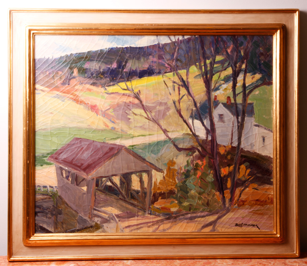 Appraisal: - Hamaker Landscape with Covered Bridge O C W S