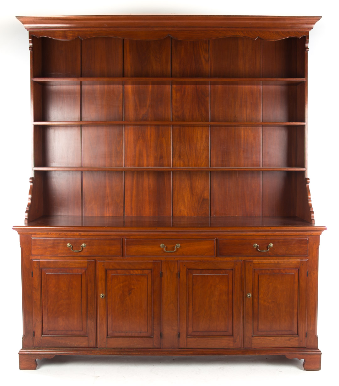 Appraisal: Chippendale style cherrywood Welsh cupboard cabinet made by J Woodward