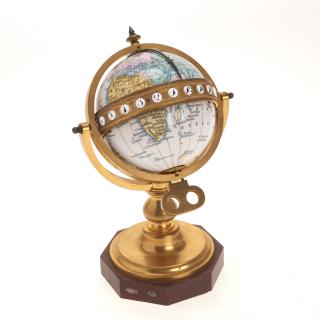 Appraisal: French bronze mounted enameled globe clock French bronze mounted enameled