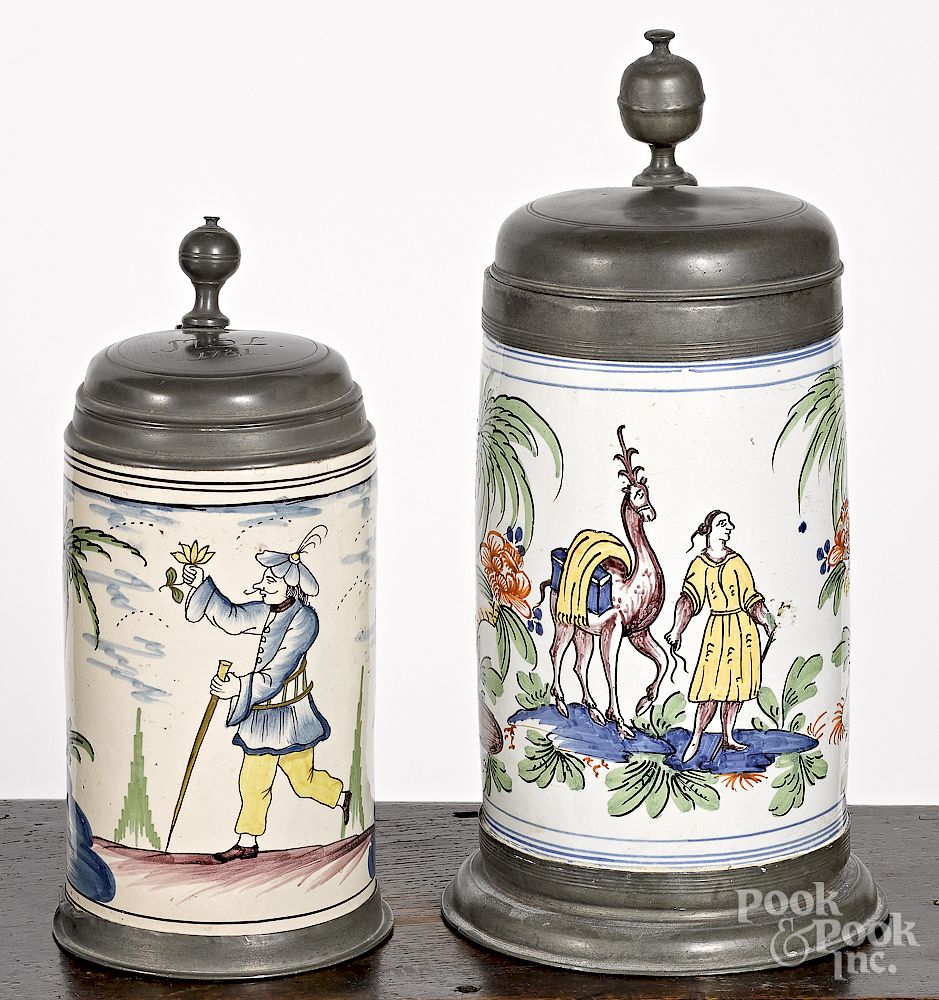 Appraisal: Two faience steins Exclusive on Bidsquare Two faience steins th