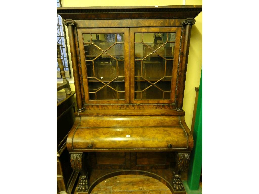 Appraisal: A th century piano front bureau bookcase the upper section