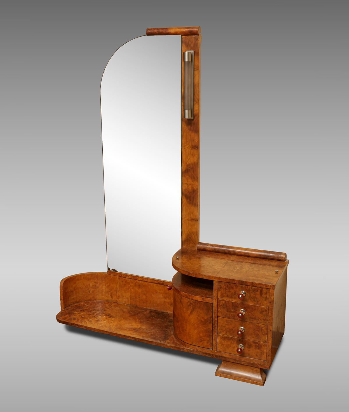 Appraisal: ART DECO LADIES DRESSING STAND MIRROR Burlwood art deco -