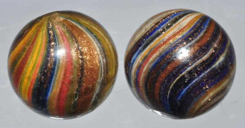 Appraisal: Lot of Onionskin Lutz Marbles Description Both marbles have great