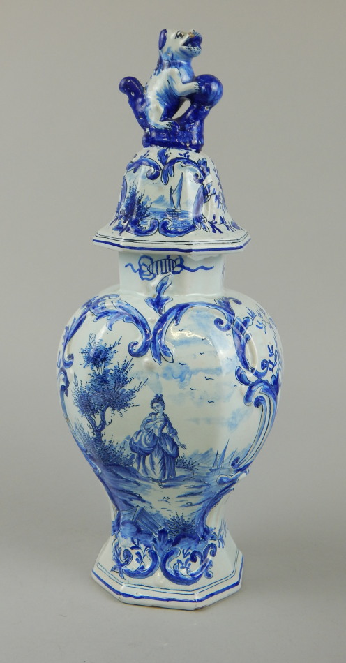 Appraisal: An thC style Dutch Delft blue and white vase the