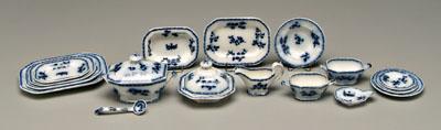 Appraisal: pieces miniature stoneware blue and white includes miniature lidded tureen