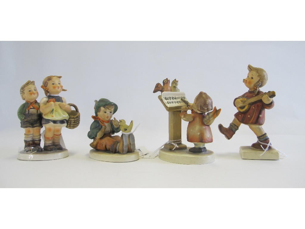 Appraisal: Four Hummel figures including Happiness Bird Duet To Market and