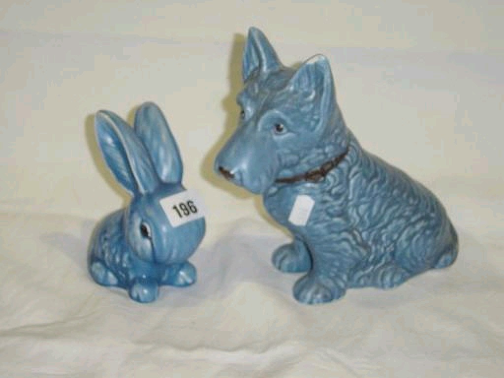 Appraisal: A Sylvac blue glazed model of a seated Scottie Dog