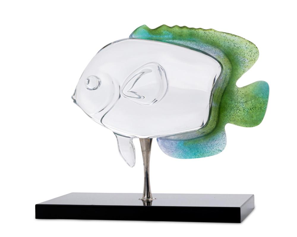 Appraisal: A DAUM PATE DE VERRE ART GLASS FISH SCULPTUREA Daum