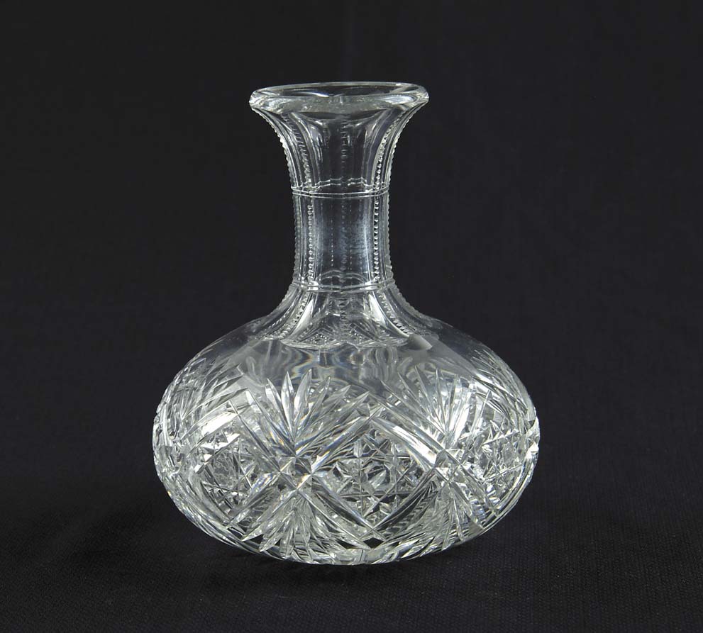 Appraisal: CUT GLASS DECANTER Beautiful cut glass decanter has deeply cut