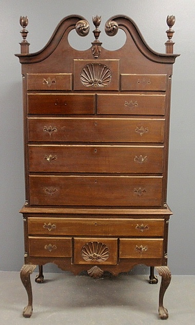 Appraisal: - Philadelphia Chippendale style mahogany two-piece highboy c with a