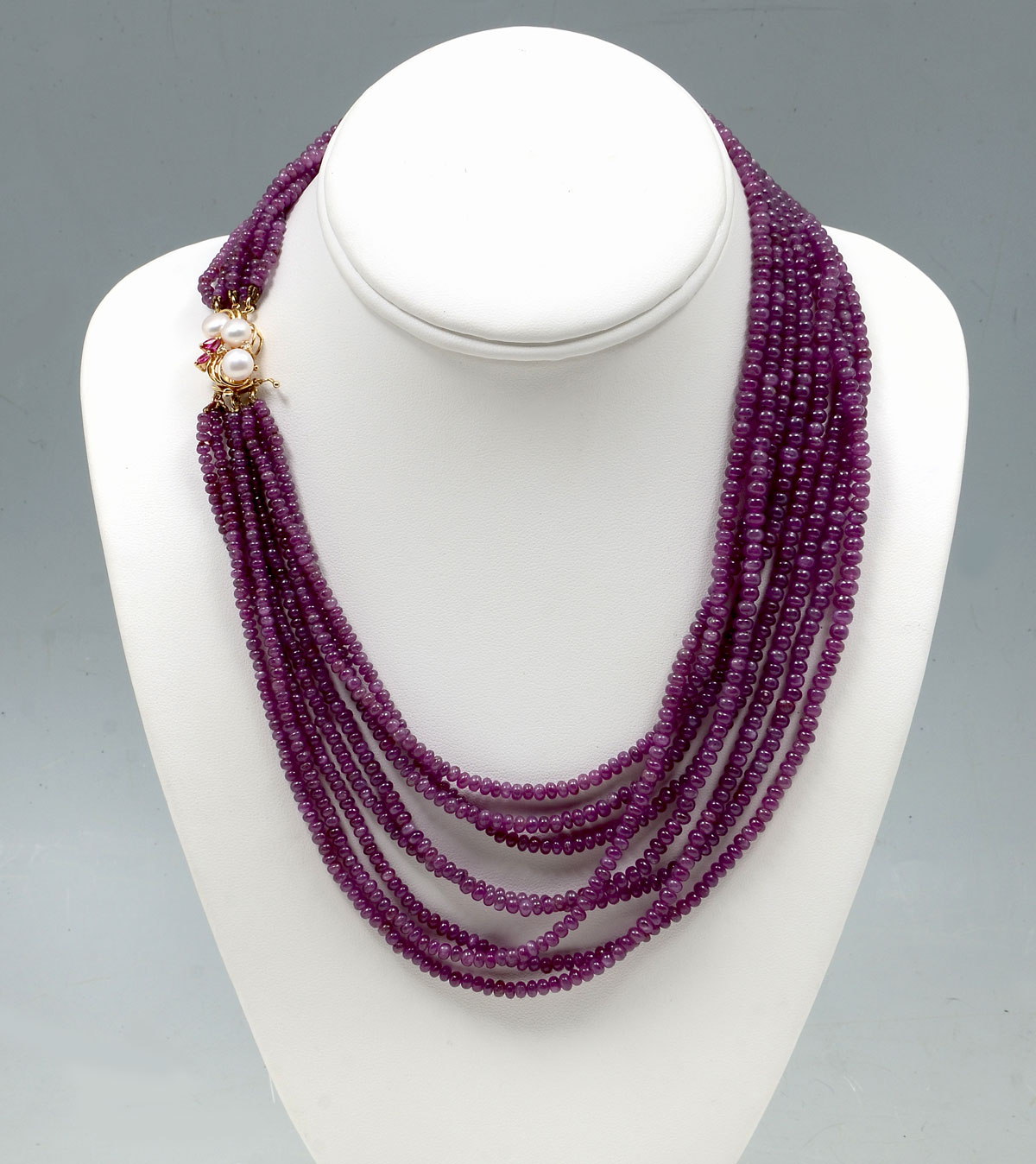 Appraisal: STRAND RUBY BEAD NECKLACE WITH K CLASP Estimated over CTWs