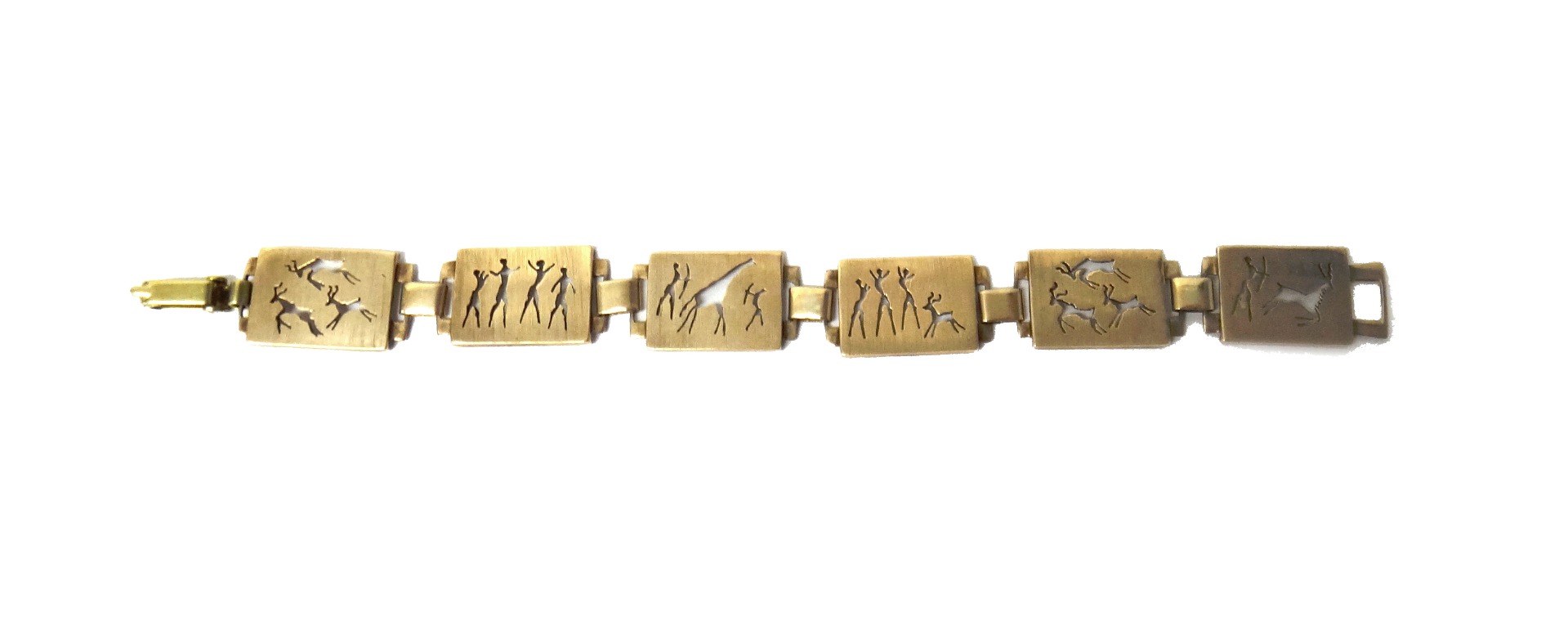 Appraisal: A gold bracelet formed as a row of six rectangular