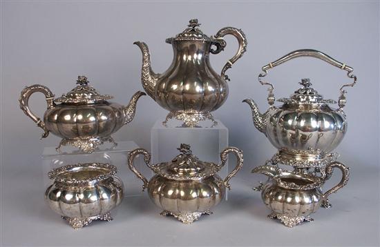 Appraisal: AMERICAN SILVER SIX PIECE COFFEE TEA SERVICE sans makers mark