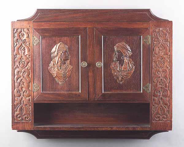 Appraisal: A Fine American or French Aesthetic Carved Rosewood Hanging Cabinet