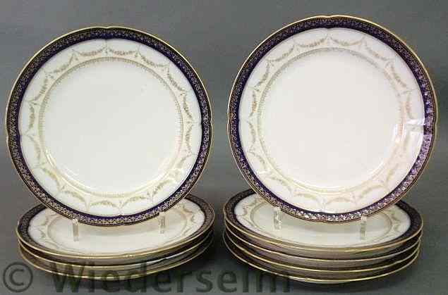 Appraisal: Set of none German porcelain plates with cobalt blue and