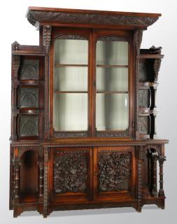 Appraisal: William Fry of Cincinnati art carved cabinet Tour de force