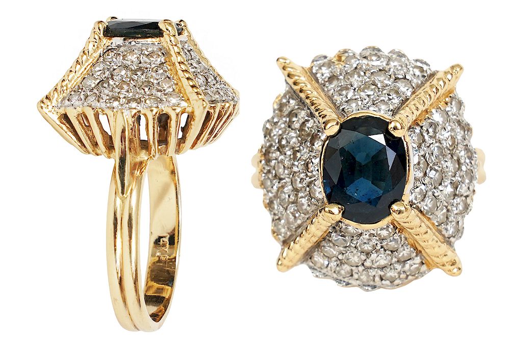 Appraisal: Diamond kt Gold and Sapphire Ring Elegant kt yellow gold