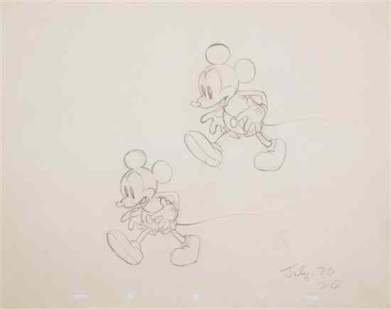 Appraisal: WALT DISNEY MICKEY MOUSE Two production drawings of Mickey Mouse