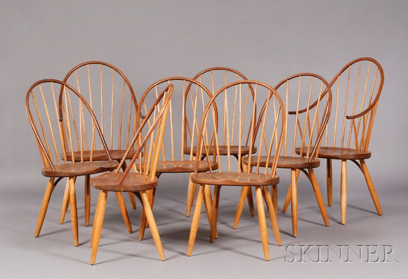 Appraisal: Eight Thomas Moser Chairs Walnut and Maple Maine c Comprised