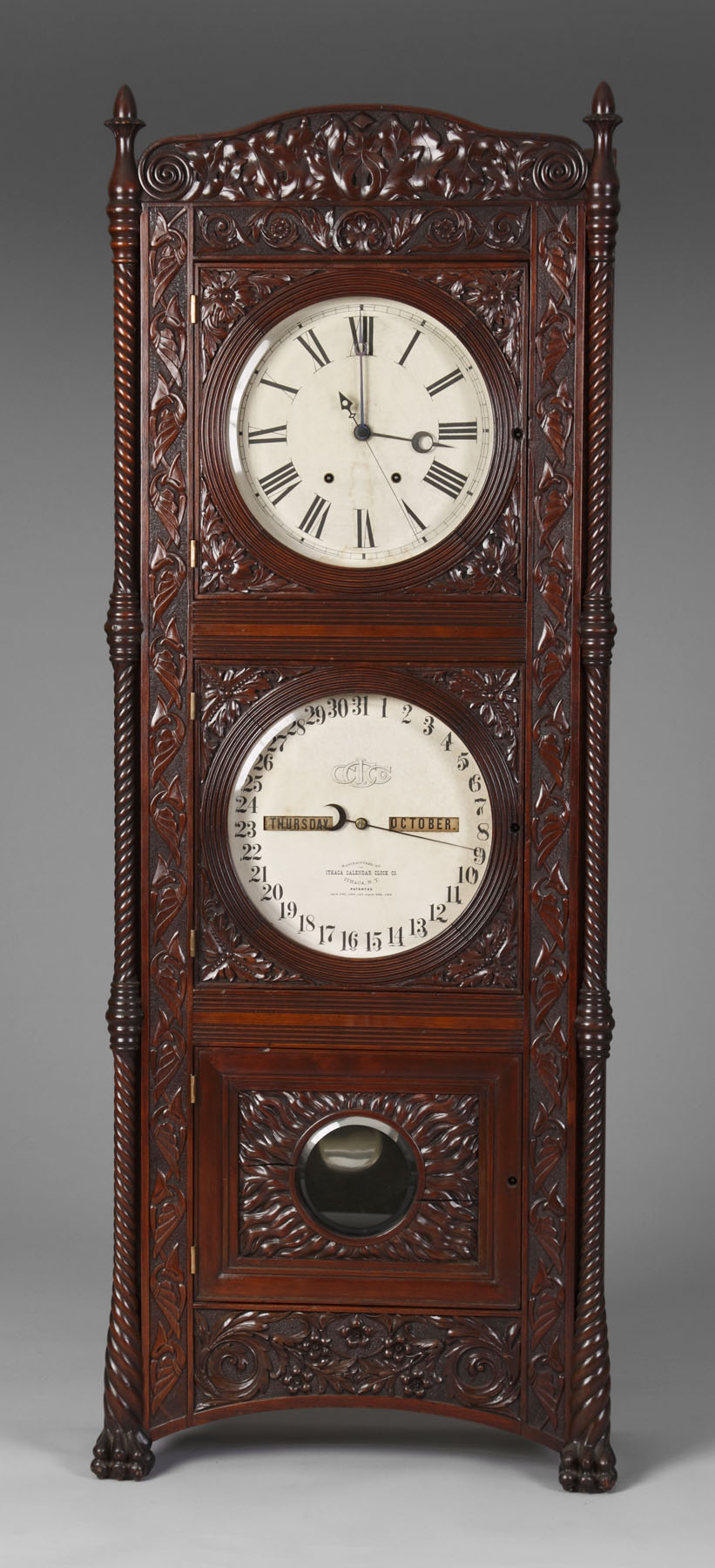 Appraisal: Ithaca Floor Calendar Clock Cornell Model Made for Cornell University