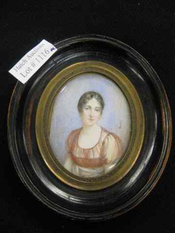 Appraisal: Miniature Painting on Ivory of a Young Lady artist signed