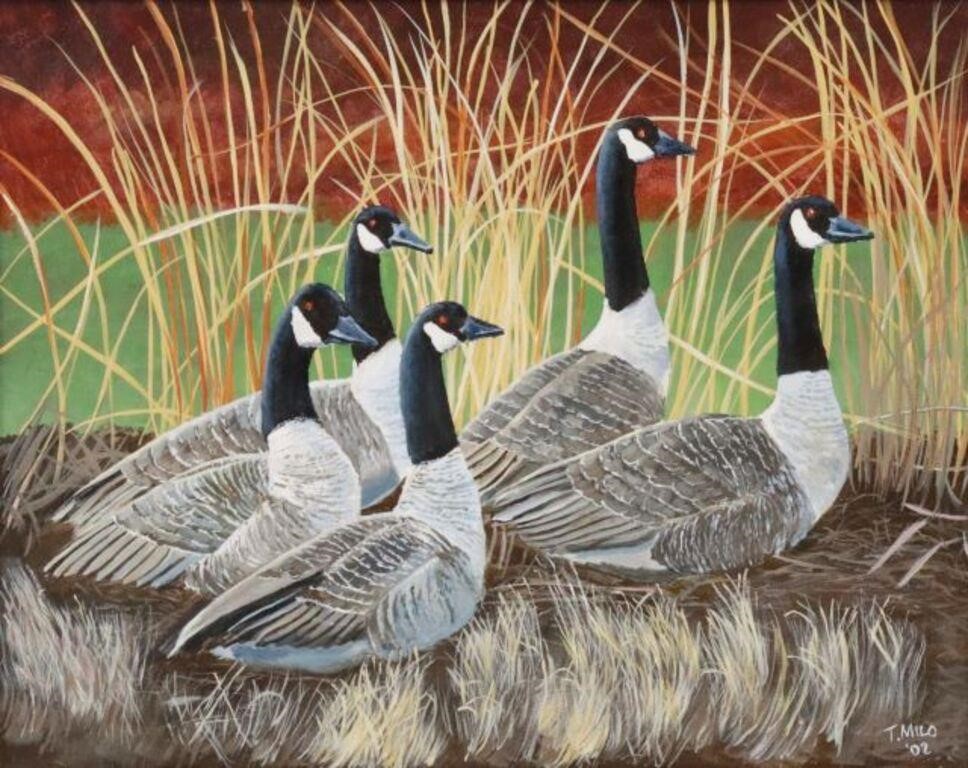 Appraisal: Framed acrylic on canvas painting Canada Geese signed lower right