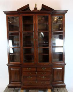 Appraisal: th century mahogany breakfront bookcase th c mahogany breakfront bookcase