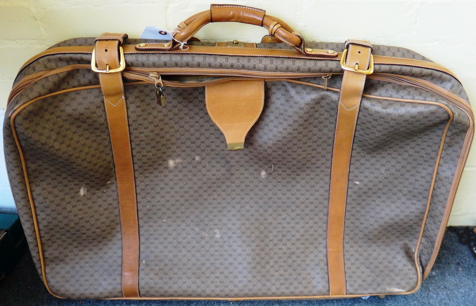 Appraisal: A Gucci canvas and leather suitcase circa cm x cm