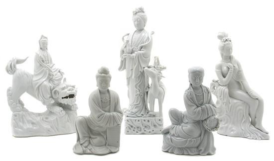 Appraisal: A Group of Five Chinese Blanc de Chine Figures comprised