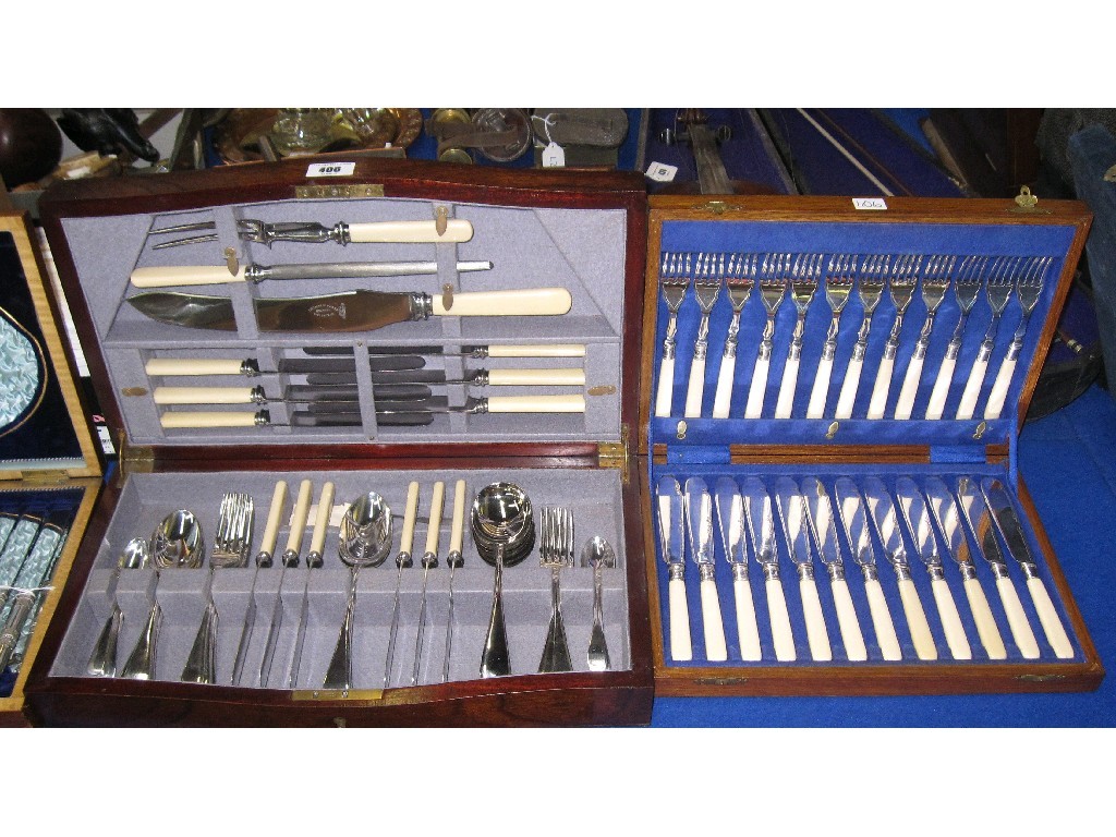 Appraisal: Lot comprising cased cutlery set and cased fish cutlery set