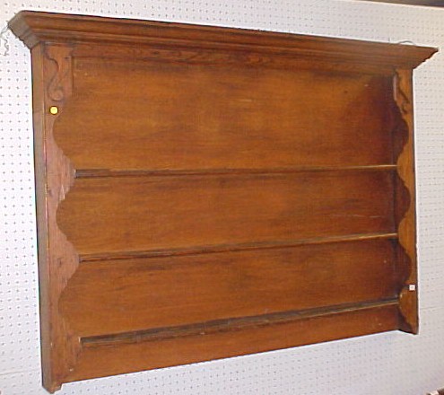 Appraisal: th C English hanging wall shelf with molded cornice pine