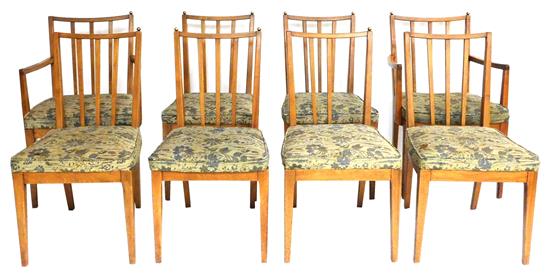 Appraisal: Eight Mid-Century dining chairs six side and pair arm each