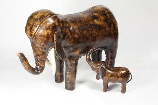 Appraisal: Lot of English leather elephant made by Omersa for Abercrombie