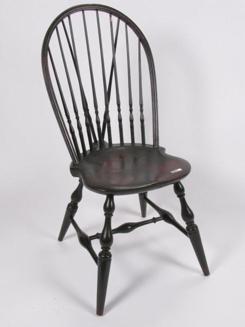 Appraisal: Windsor Spindle-Back chair green red paint loose joints