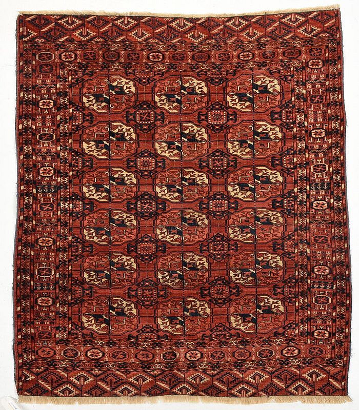 Appraisal: Turkman Rug th century repeating rows of tekke ft in