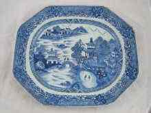 Appraisal: An th century Chinese ceramic oval dish with shaped octagonal