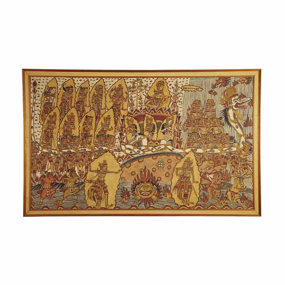 Appraisal: Java School LARGE BATIK OF DEITIES Tempera and wax-resist dyeing