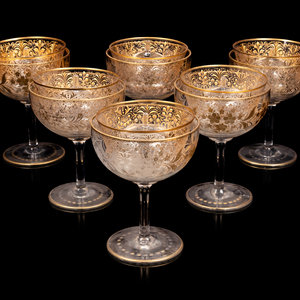 Appraisal: A Set of Twelve Gilt Decorated Glass Sorbets Height inches