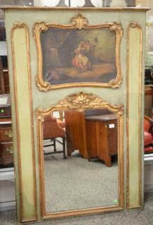 Appraisal: French painted and gilt Trumeau mirror x French painted and