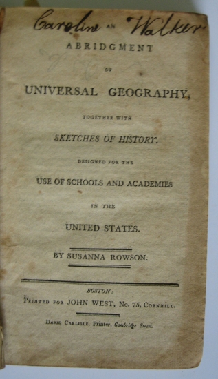 Appraisal: CHILDREN'S BOOKS Rowson Susanna An Abridgement of Universal Geography mo