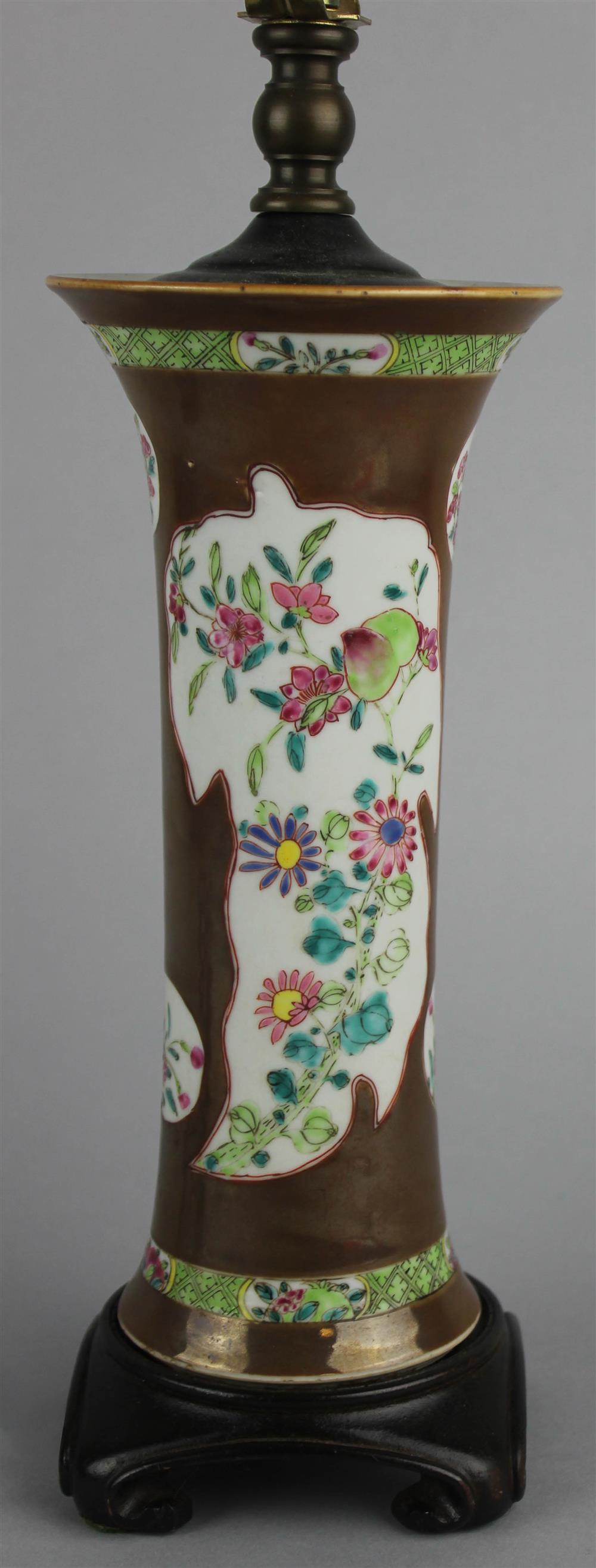 Appraisal: CHINESE EXPORT CAFE AU LAIT GROUND GU-FORM VASE QING DYNASTY