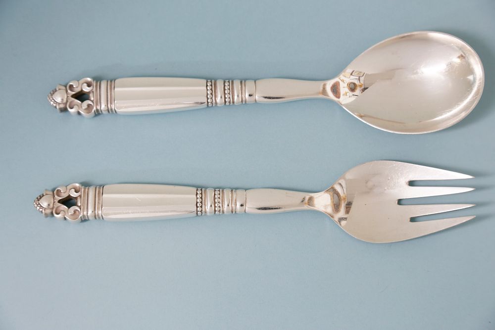 Appraisal: Pair of Georg Jensen Denmark Sterling Silver Fork and Spoon