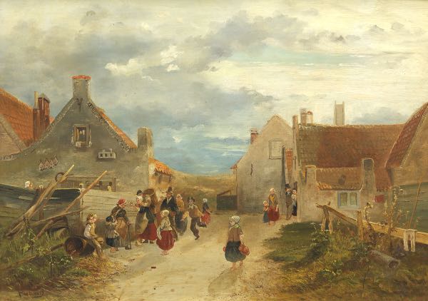 Appraisal: BERNARD JOHANNES BLOMMERS DUTCH - x Country village ca Oil