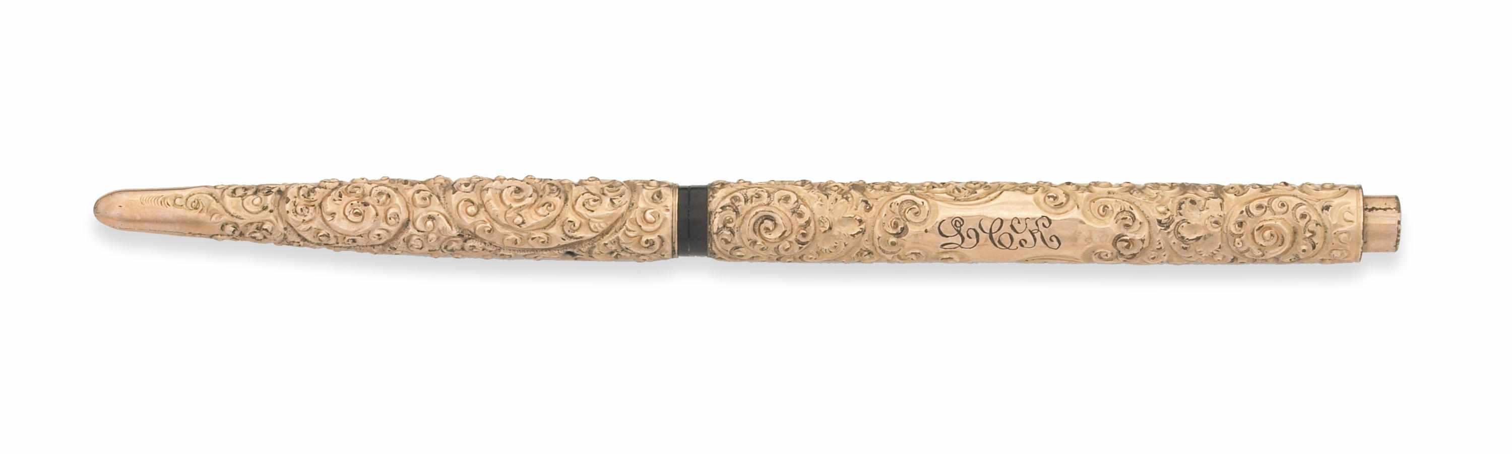 Appraisal: UNKNOWN MAKER Rose Gold Filled Filigree Fountain Pen Rose gold