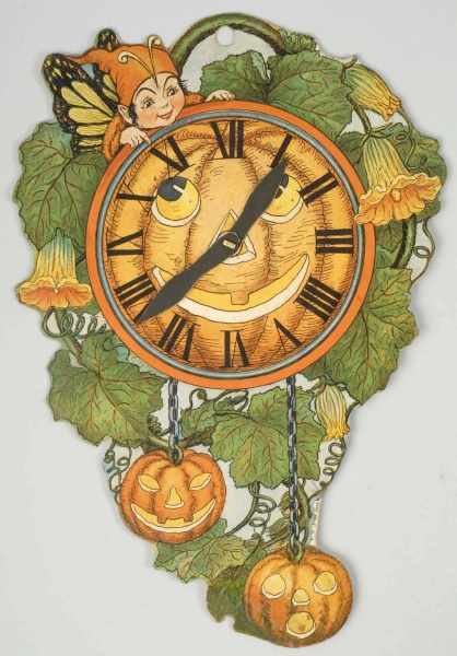 Appraisal: Rare Die-Cut Fairy Clock Description Wonderful picture of an elf-like